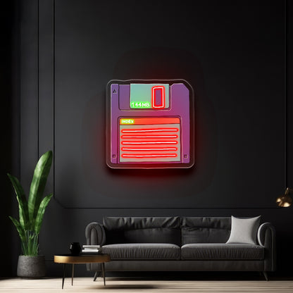 Floppy Disk 80s Neon Sign Art