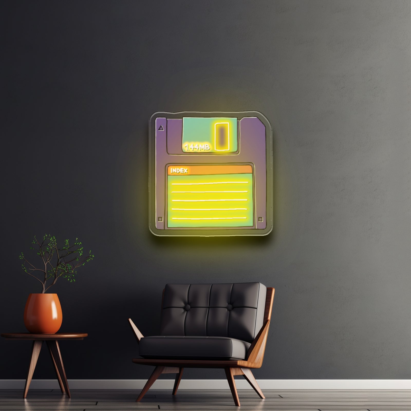 Floppy Disk 80s Neon Sign Art