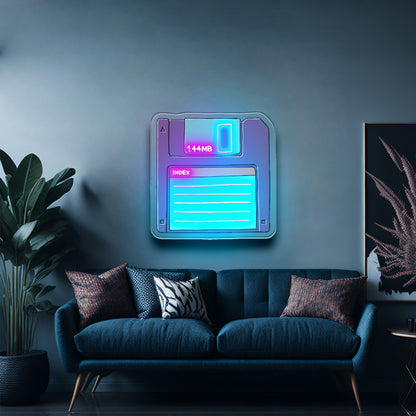 Floppy Disk 80s Neon Sign Art