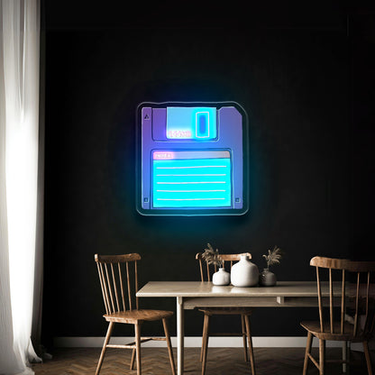 Floppy Disk 80s Neon Sign Art
