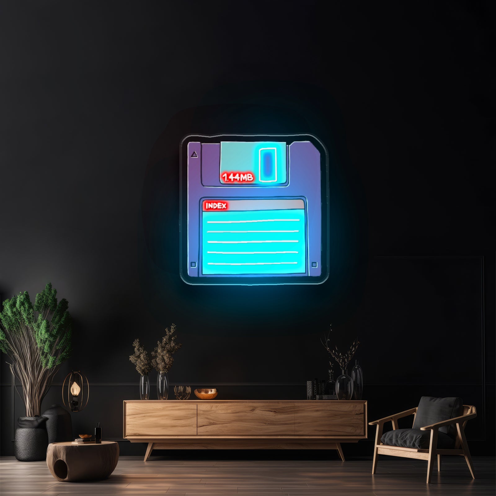 Floppy Disk 80s Neon Sign Art