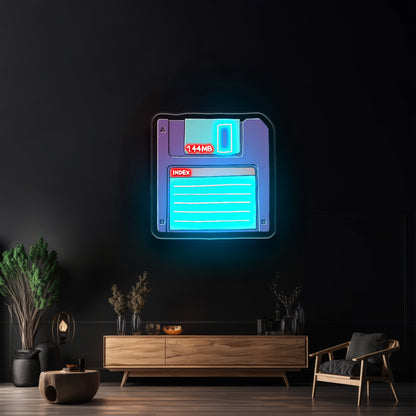 Floppy Disk 80s Neon Sign Art