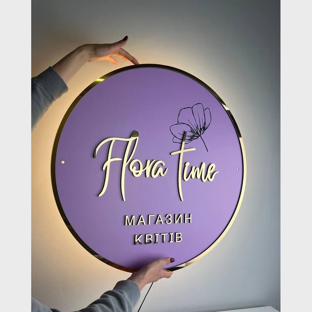 Flora Time Acrylic Business Logo Sign - Shineneon