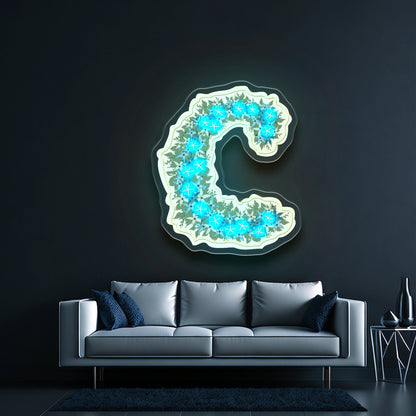 Floral C Letter Neon Signs Led Wedding Signs