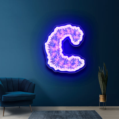 Floral C Letter Neon Signs Led Wedding Signs