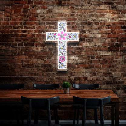 Floral Cross Neon Signs Neon Lights For Sale - Shineneon