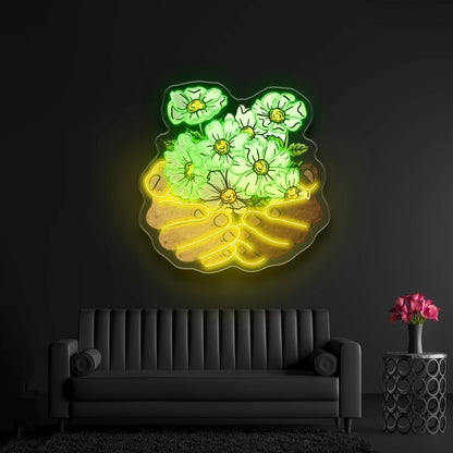 Floral Hands Neon Signs Natural Light Neon Sign - Shineneon
