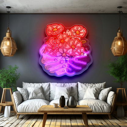 Floral Hands Neon Signs Natural Light Neon Sign - Shineneon