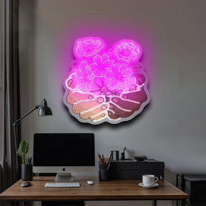 Floral Hands Neon Signs Natural Light Neon Sign - Shineneon