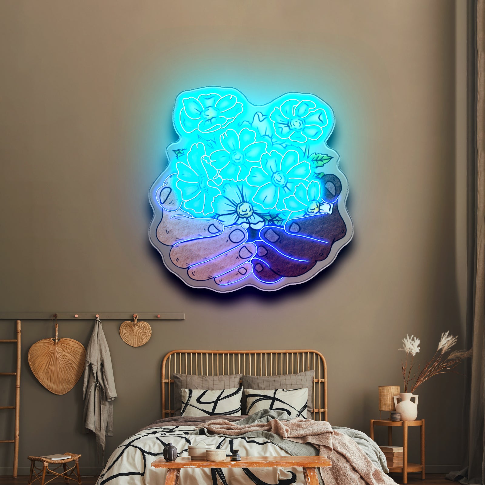 Floral Hands Neon Signs Natural Light Neon Sign