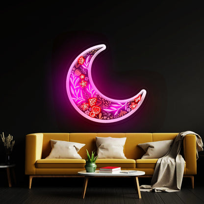 Floral Moon Neon Signs Led Lights For Signs - Shineneon