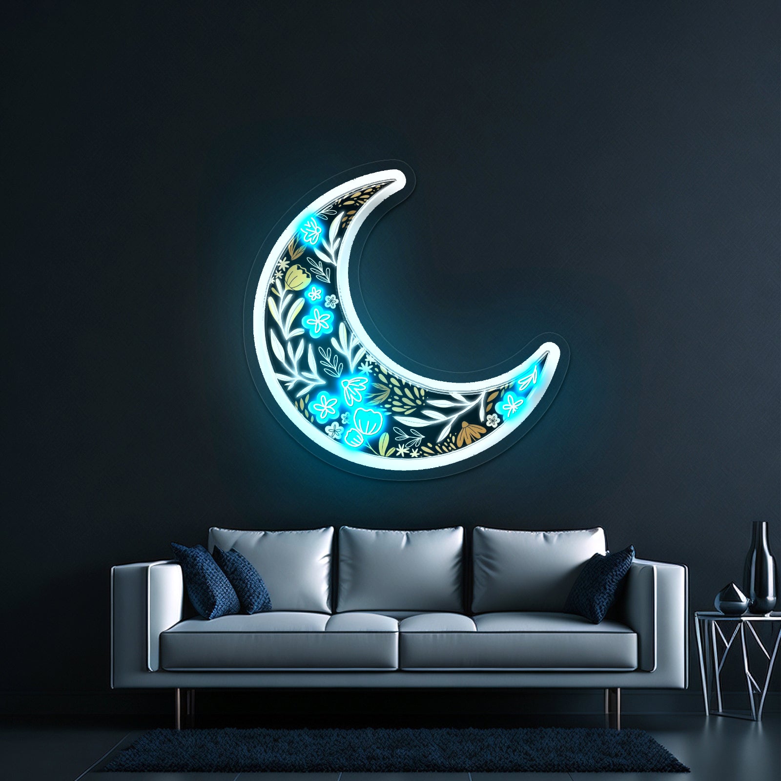 Floral Moon Neon Signs Led Lights For Signs