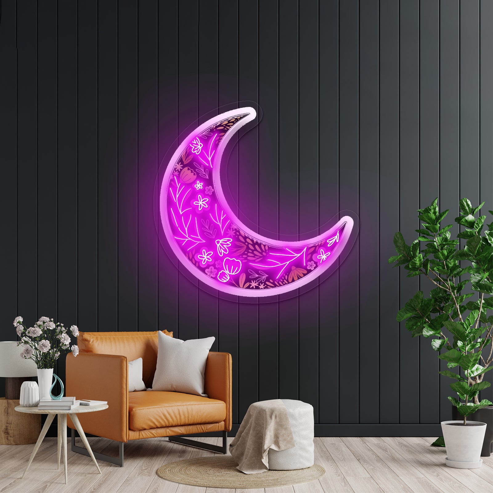 Floral Moon Neon Signs Led Lights For Signs