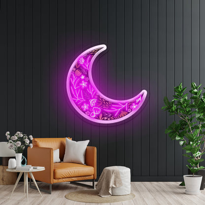 Floral Moon Neon Signs Led Lights For Signs