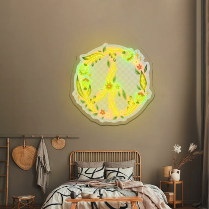Floral Peace Sign Neon Light Signs For Room - Shineneon