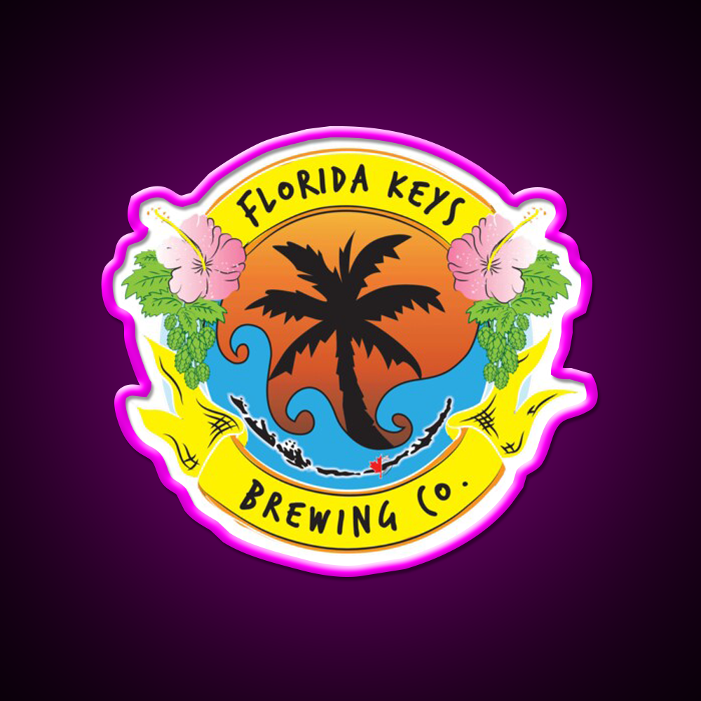 Florida Keys Brewing Company Beer Bar Decor Led Neon Sign Rgb Color - Neon sign mounted on wall in room