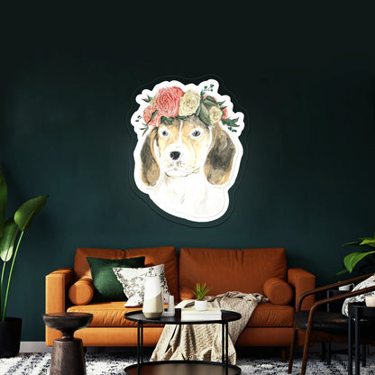 Flower Crown Beagle Dodgers Neon Sign - Shineneon