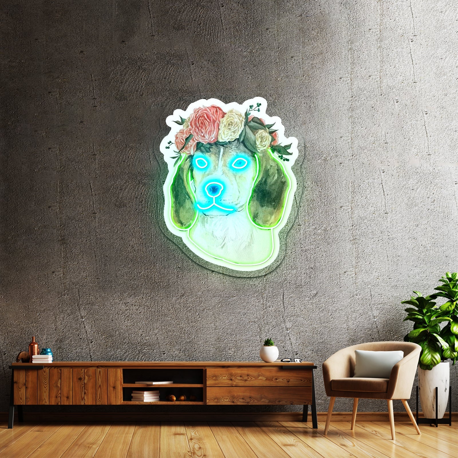 Flower Crown Beagle Dodgers Neon Sign - Shineneon