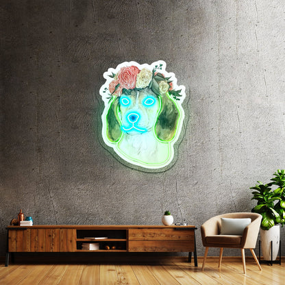 Flower Crown Beagle Dodgers Neon Sign - Shineneon