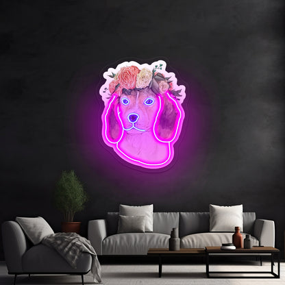 Flower Crown Beagle Dodgers Neon Sign