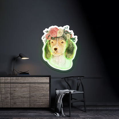 Flower Crown Beagle Dodgers Neon Sign