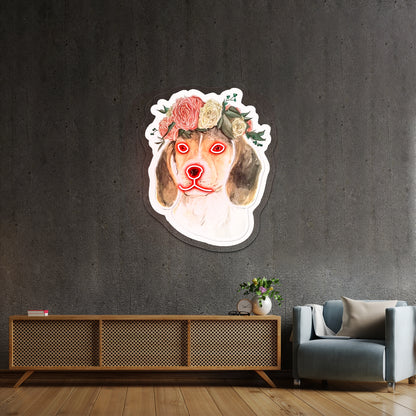 Flower Crown Beagle Dodgers Neon Sign