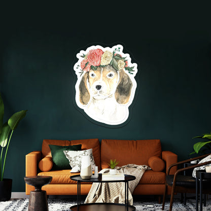 Flower Crown Beagle Dodgers Neon Sign