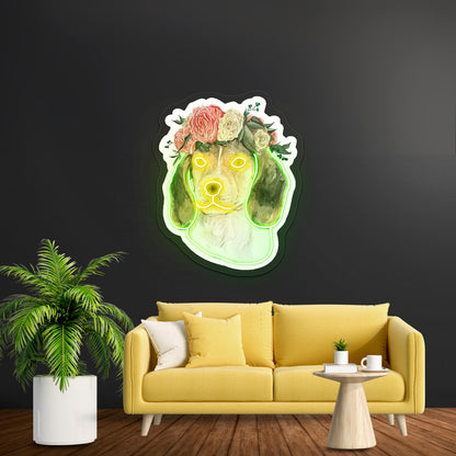 Flower Crown Beagle Dodgers Neon Sign