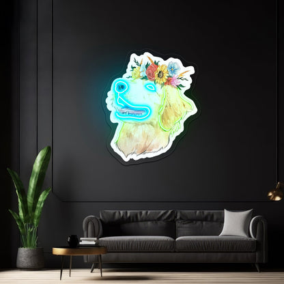 Flower Crown Golden Retriever Smiley Face Neon Sign - Shineneon