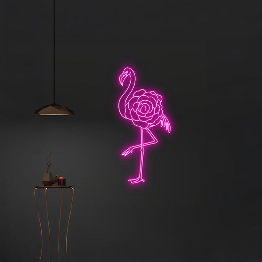 Flower Flamingo Led Sign Wall Art Gift