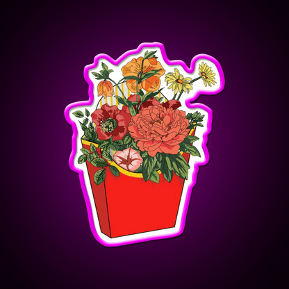 Flower Fries Fast Food Led Neon Sign For Burger Place Rgb Color - Shineneon