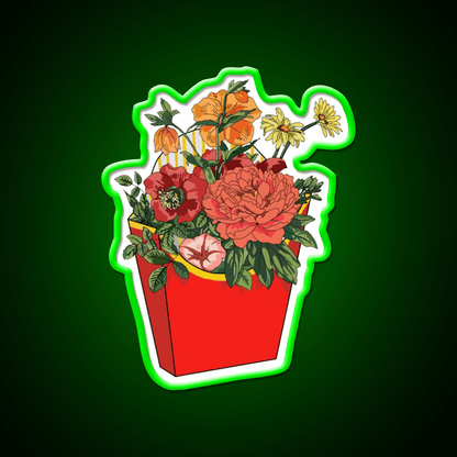 Flower Fries Fast Food Led Neon Sign For Burger Place Rgb Color - Shineneon