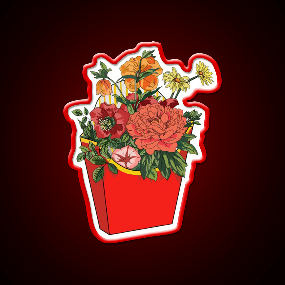 Flower Fries Fast Food Led Neon Sign For Burger Place Rgb Color - Shineneon
