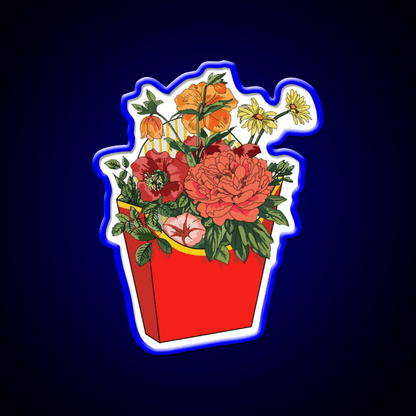 Flower Fries Fast Food Led Neon Sign For Burger Place Rgb Color - Shineneon
