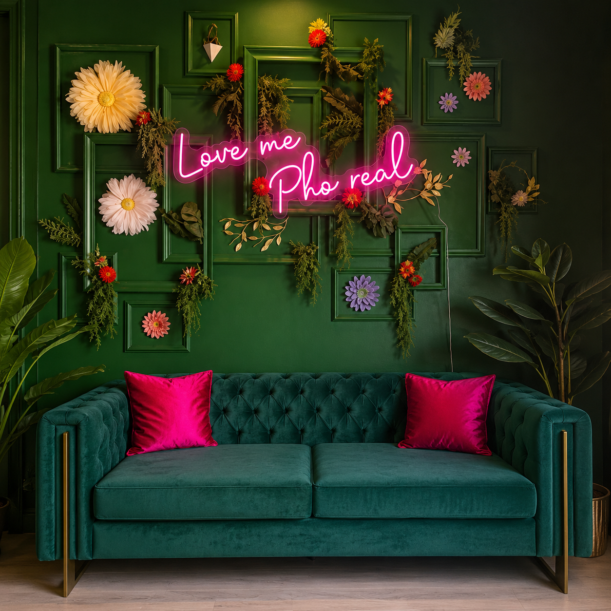 Flower Home Lounge Outline LED Neon Sign main product image
