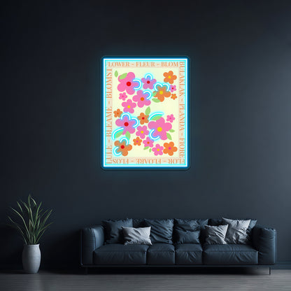 Flower In Different Languages Wall Artwork Neon Signs