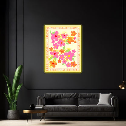 Flower In Different Languages Wall Artwork Neon Signs