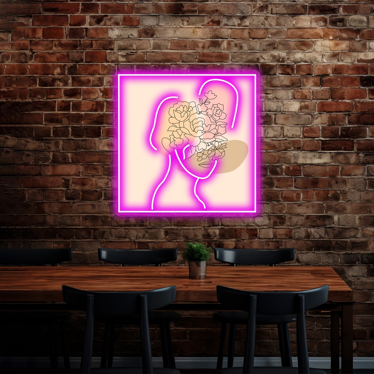 Flower Portrait Wall Artwork Neon Signs