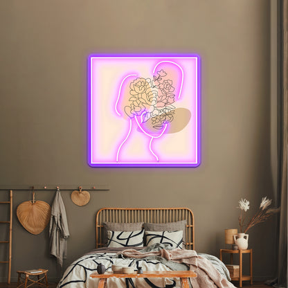 Flower Portrait Wall Artwork Neon Signs