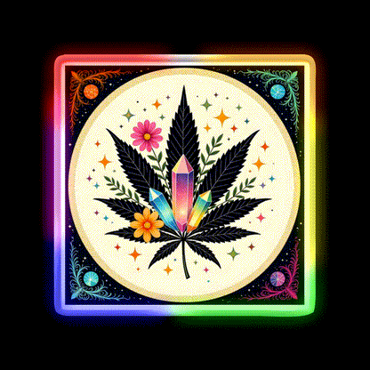 Flower Power Hemp Inspired Green Leaf Led Neon Sign Rgb Color - LED neon sign close-up detail