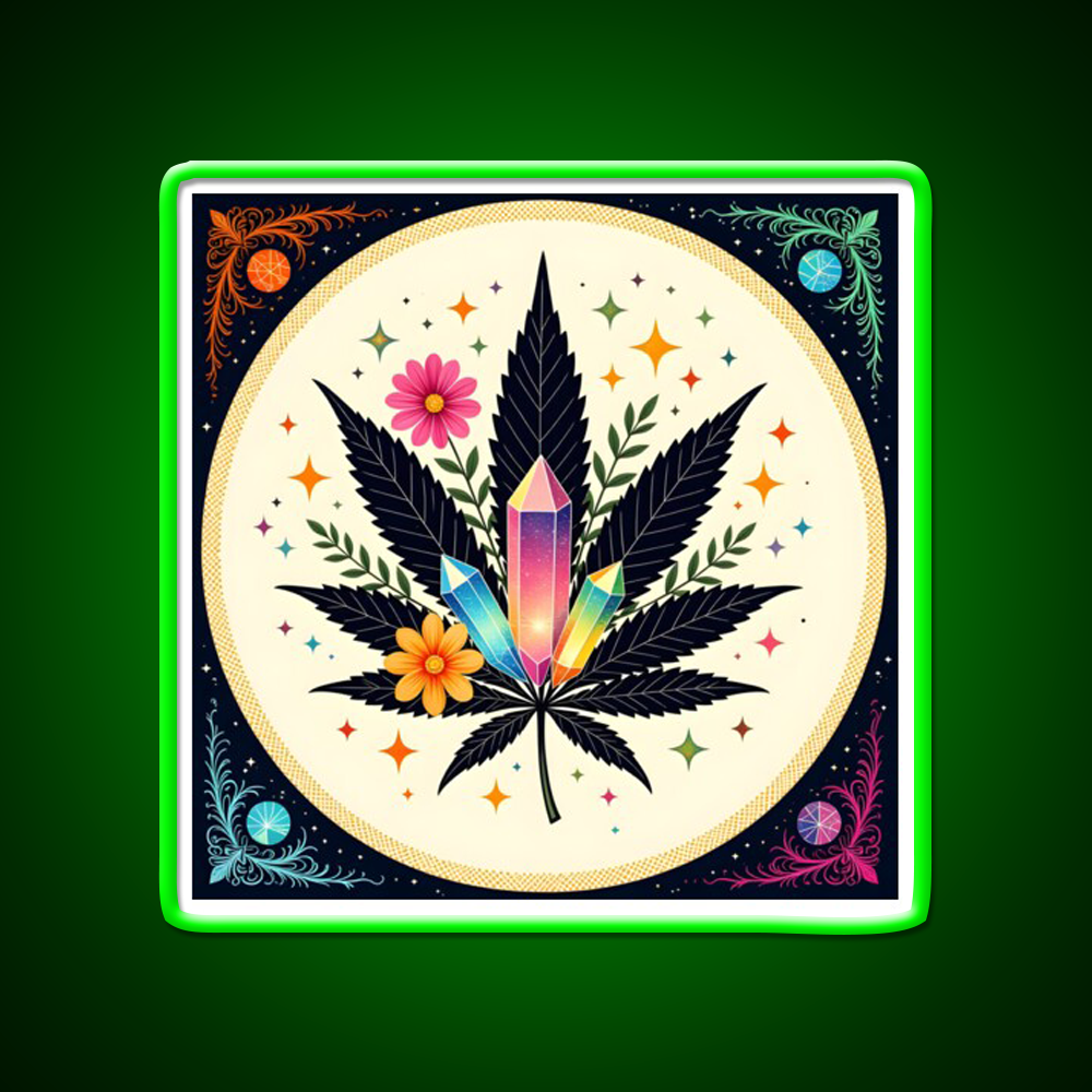 Flower Power Hemp Inspired Green Leaf Led Neon Sign Rgb Color - LED neon sign view 8