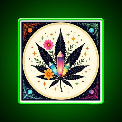 Flower Power Hemp Inspired Green Leaf Led Neon Sign Rgb Color - LED neon sign view 8