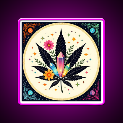 Flower Power Hemp Inspired Green Leaf Led Neon Sign Rgb Color