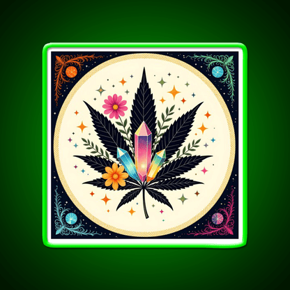 Flower Power Hemp Inspired Green Leaf Led Neon Sign Rgb Color - Shineneon