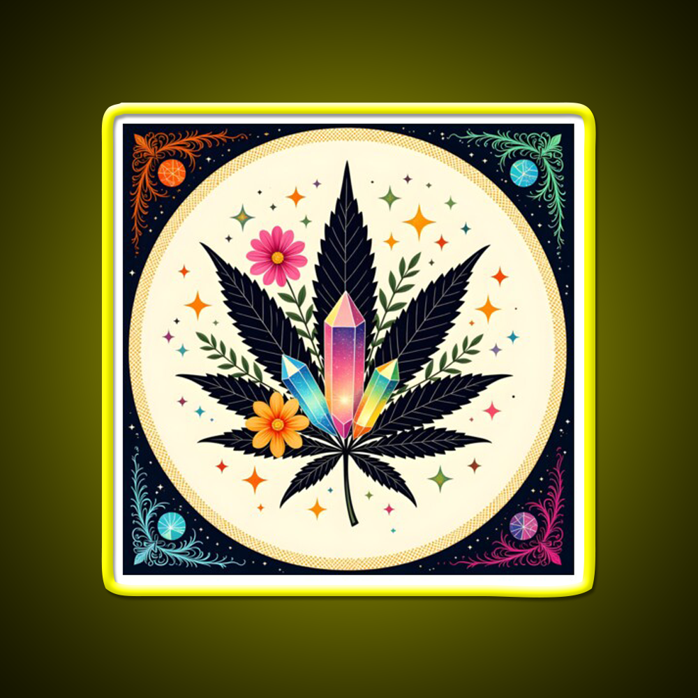 Flower Power Hemp Inspired Green Leaf Led Neon Sign Rgb Color - LED neon sign view 7
