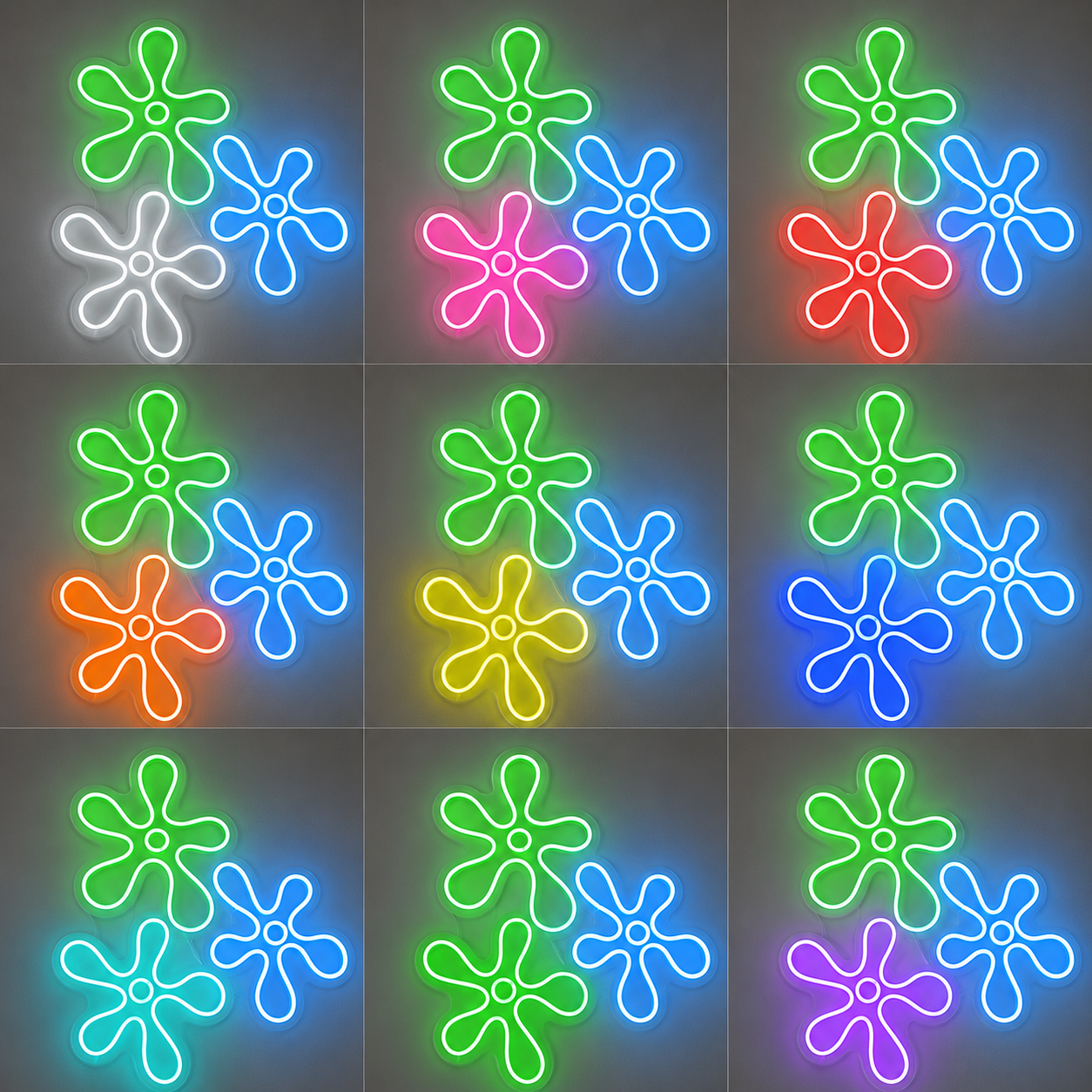Flower Wall Decor LED Neon Sign color grid