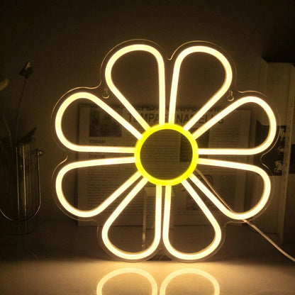 Flower White Yellow Led Neon Sign Modern Indoor Decoration For Home And Cafe | Shineneon
