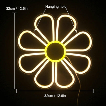 Flower White Yellow Led Neon Sign Modern Indoor Decoration For Home And Cafe | Shineneon