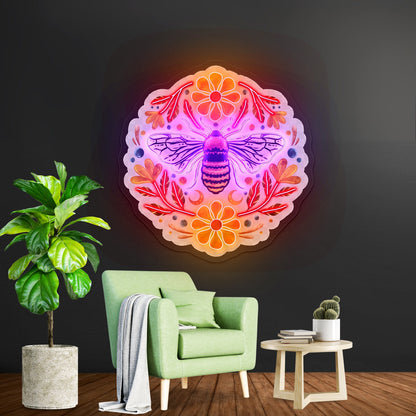 Flowers And Bee Clear Neon Signs For Business - Shineneon