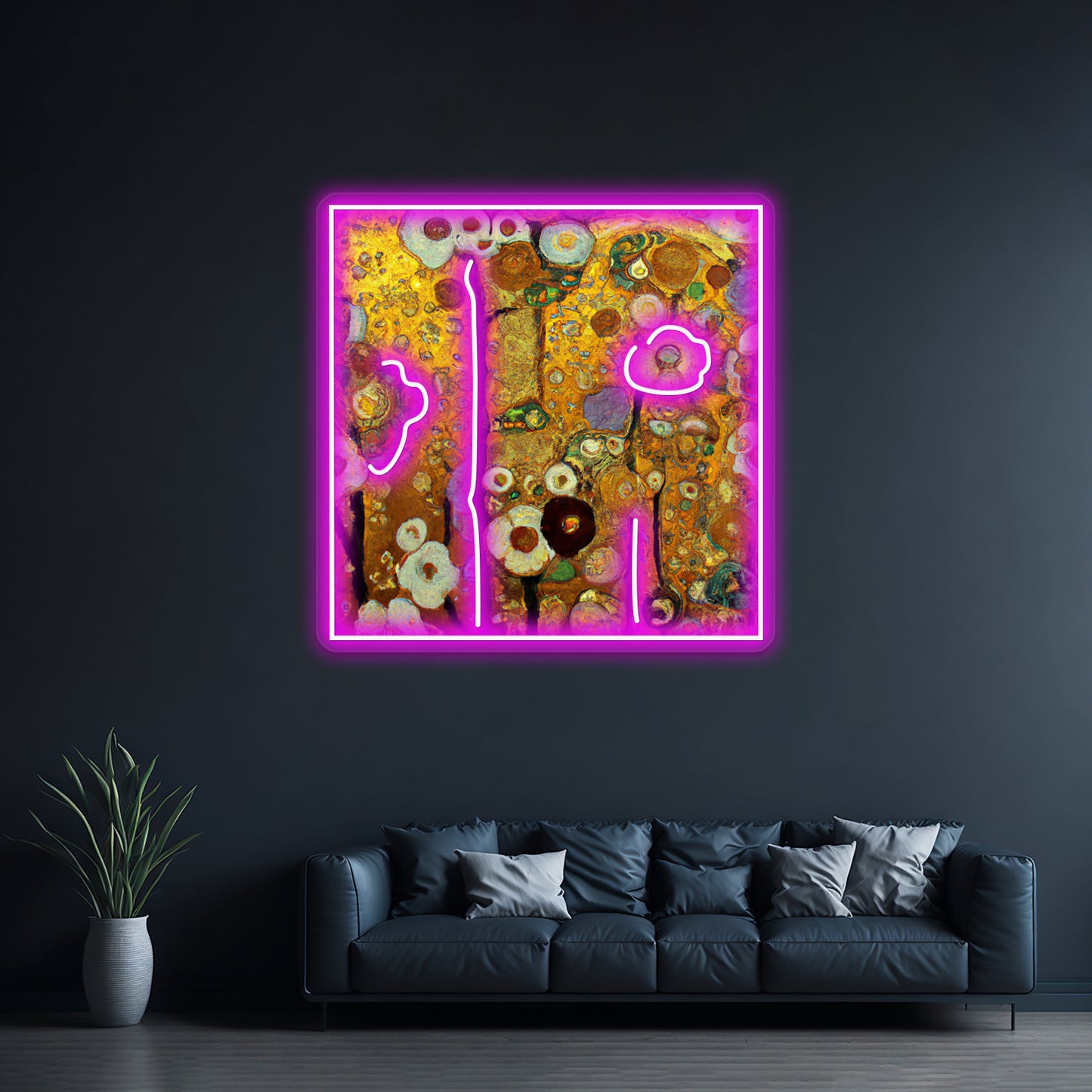 Flowers Gustav Klimt Wall Artwork Neon Signs